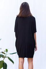 Jade Pleated Kaftan Dress (Black) - M