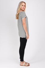 Gemma Asymmetrical Tunic (Ivory-Black Stripe) - M