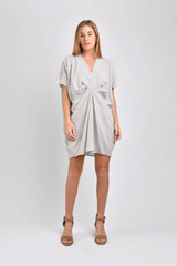 Jade Pleated Kaftan Dress (Oxford Stripe) - L