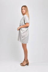Jade Pleated Kaftan Dress (Oxford Stripe) - L