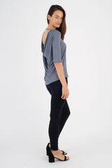 Sophie Cowl-Back Top (Vintage Blue) - M