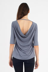 Sophie Cowl-Back Top (Vintage Blue) - M
