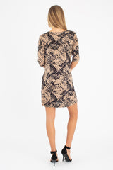 Kacie Wrap Dress (Mocha Matrix) - M