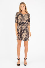 Kacie Wrap Dress (Mocha Matrix) - M