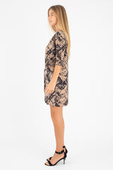 Kacie Wrap Dress (Mocha Matrix) - M