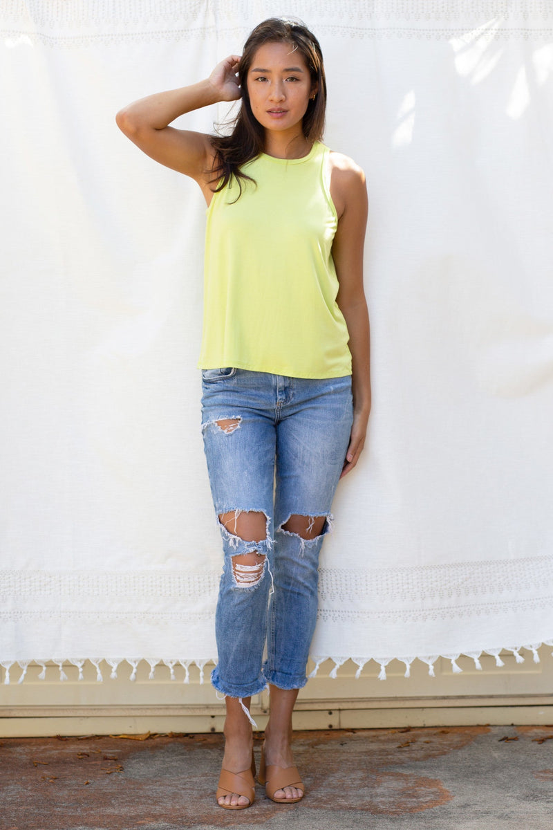 Michael Racer Tank Top (Chartreuse) - XS