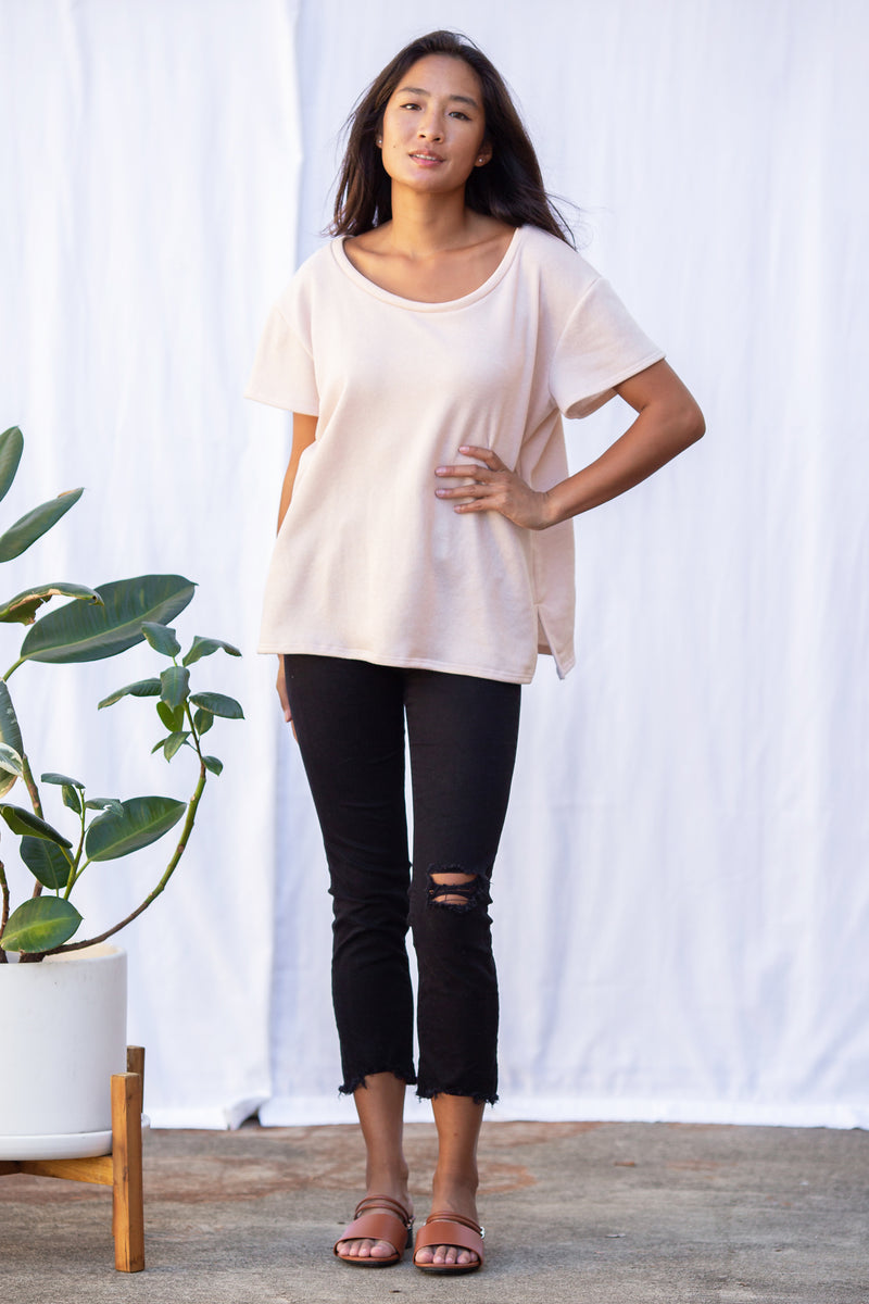 Asher Fleece Tee (Blush)