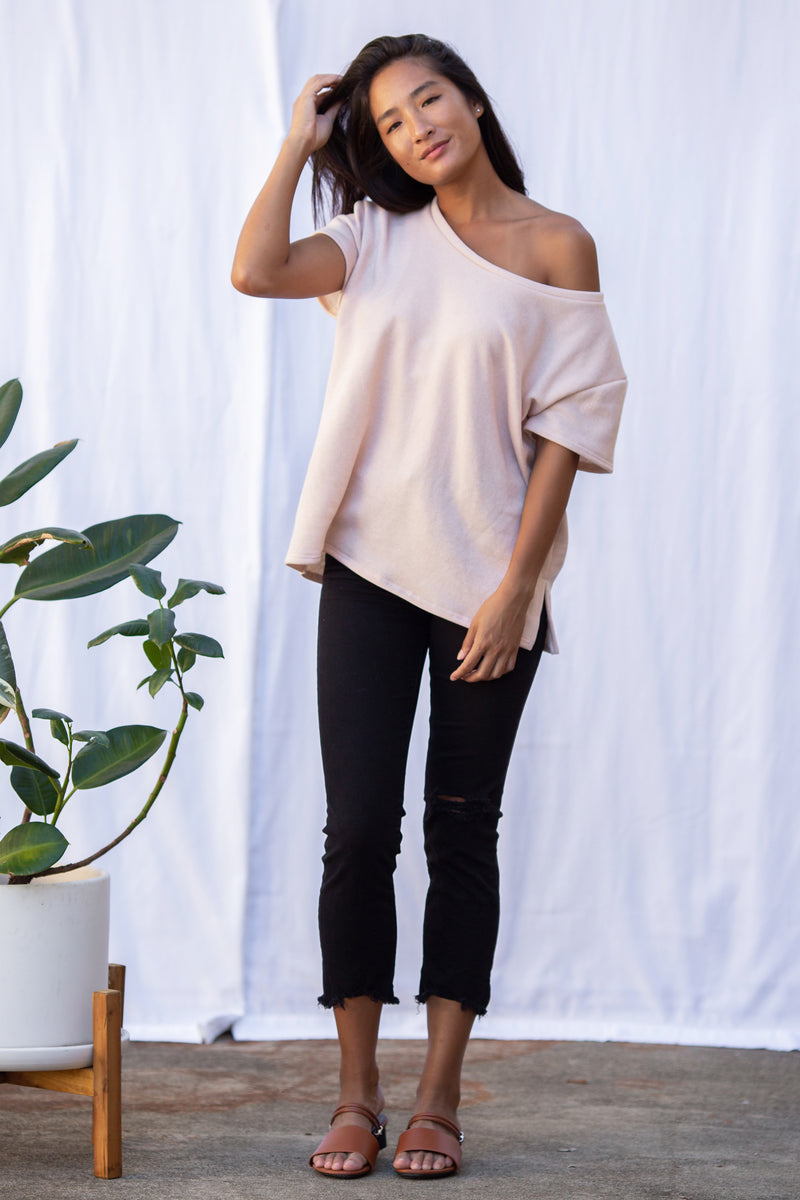 Asher Fleece Tee (Blush)
