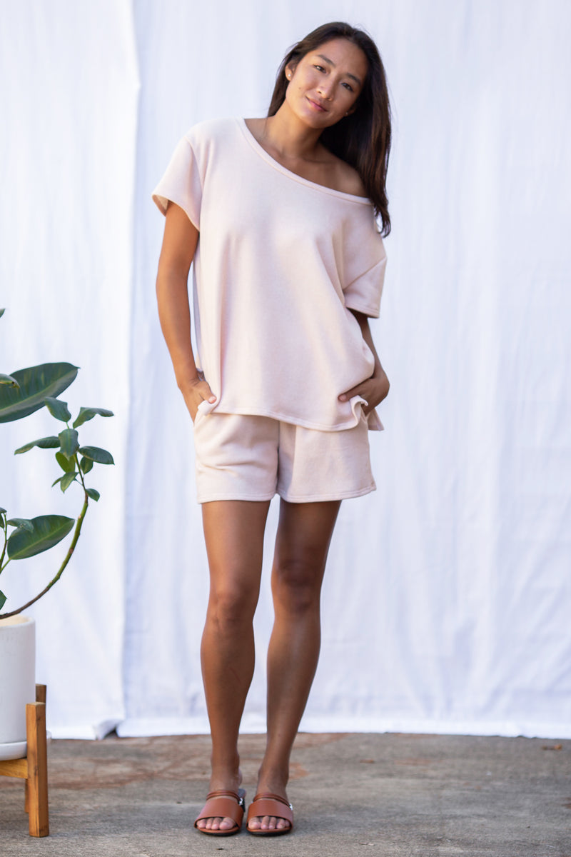 Asher Fleece Tee (Blush)