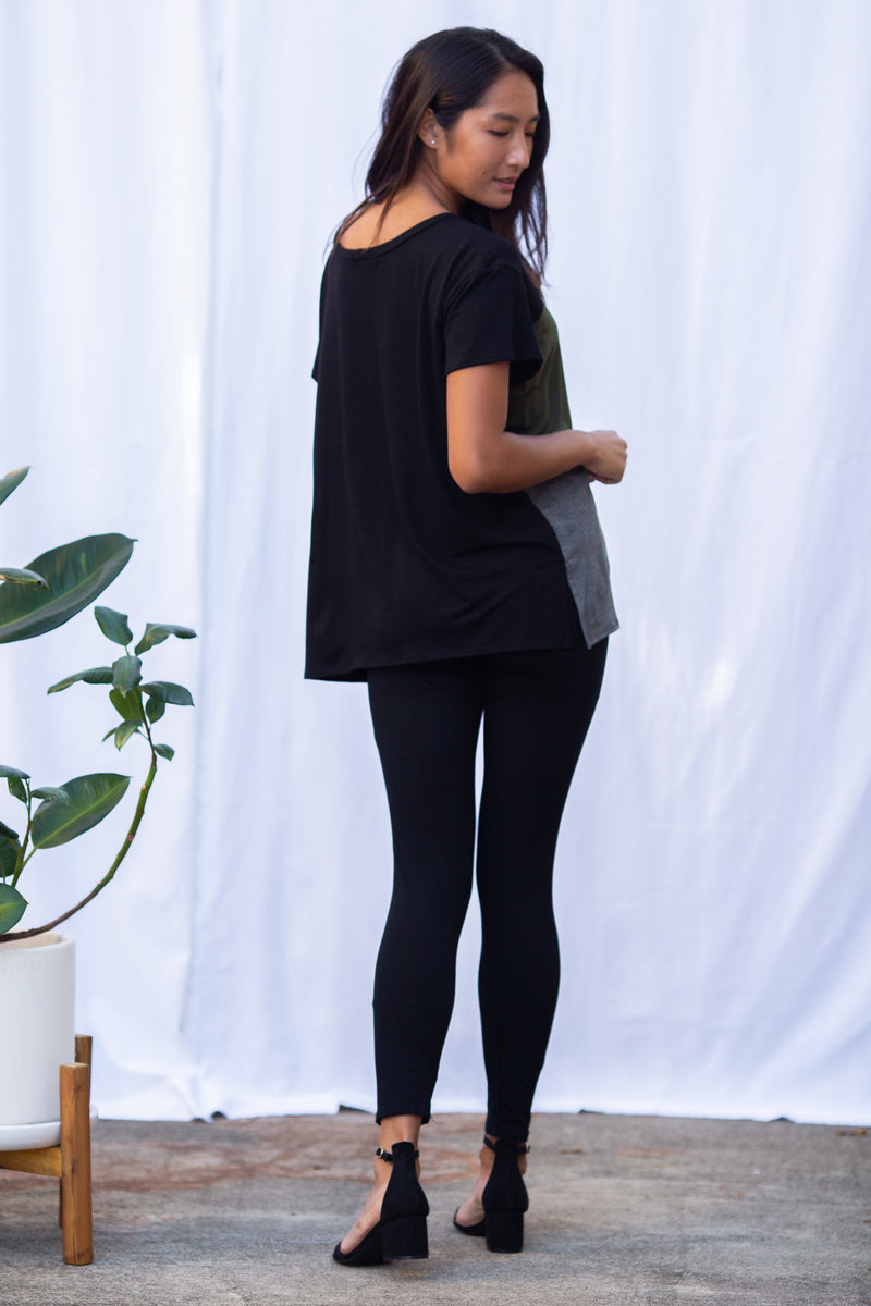 Austin Color-Block Tee (Black/Olive/Charcoal)