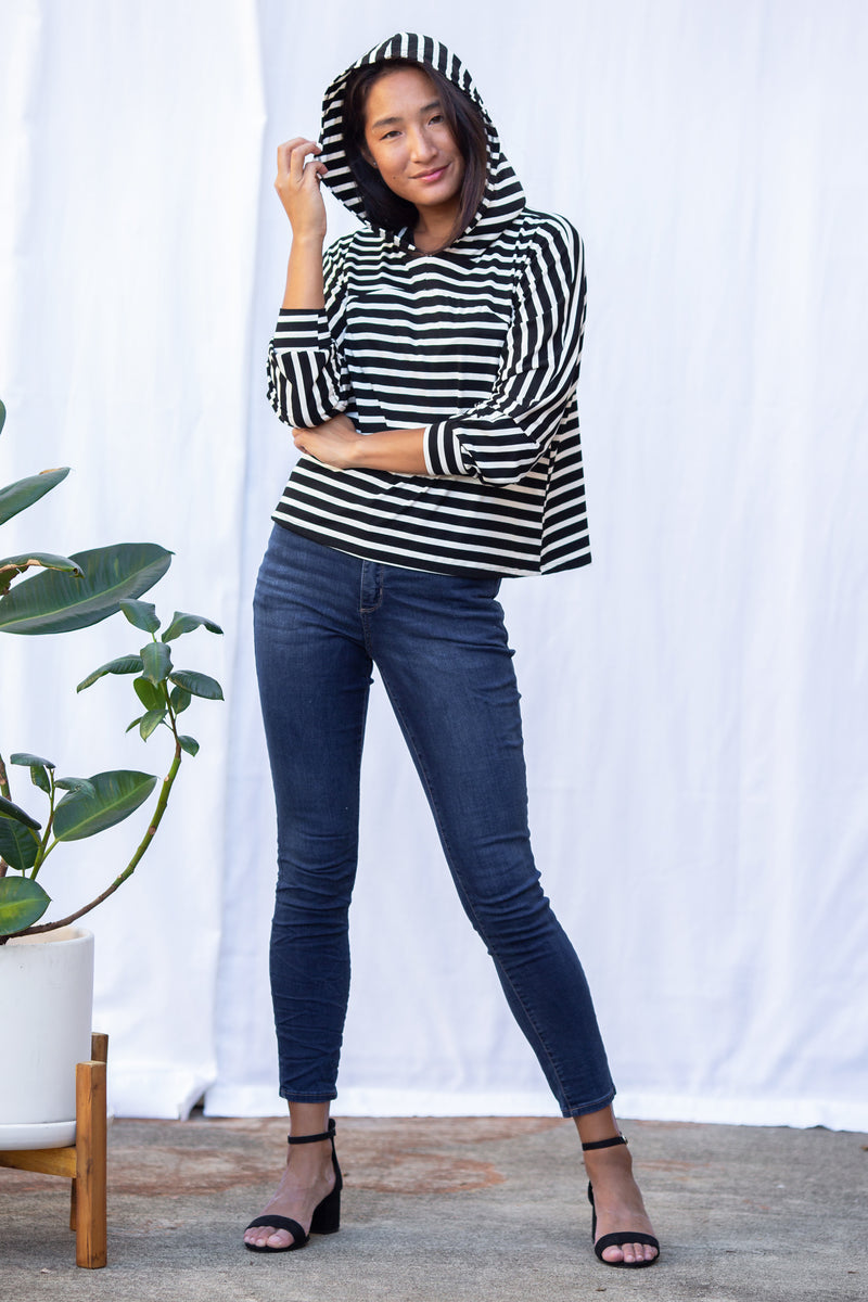 Bella Hoodie (Black Stripe)
