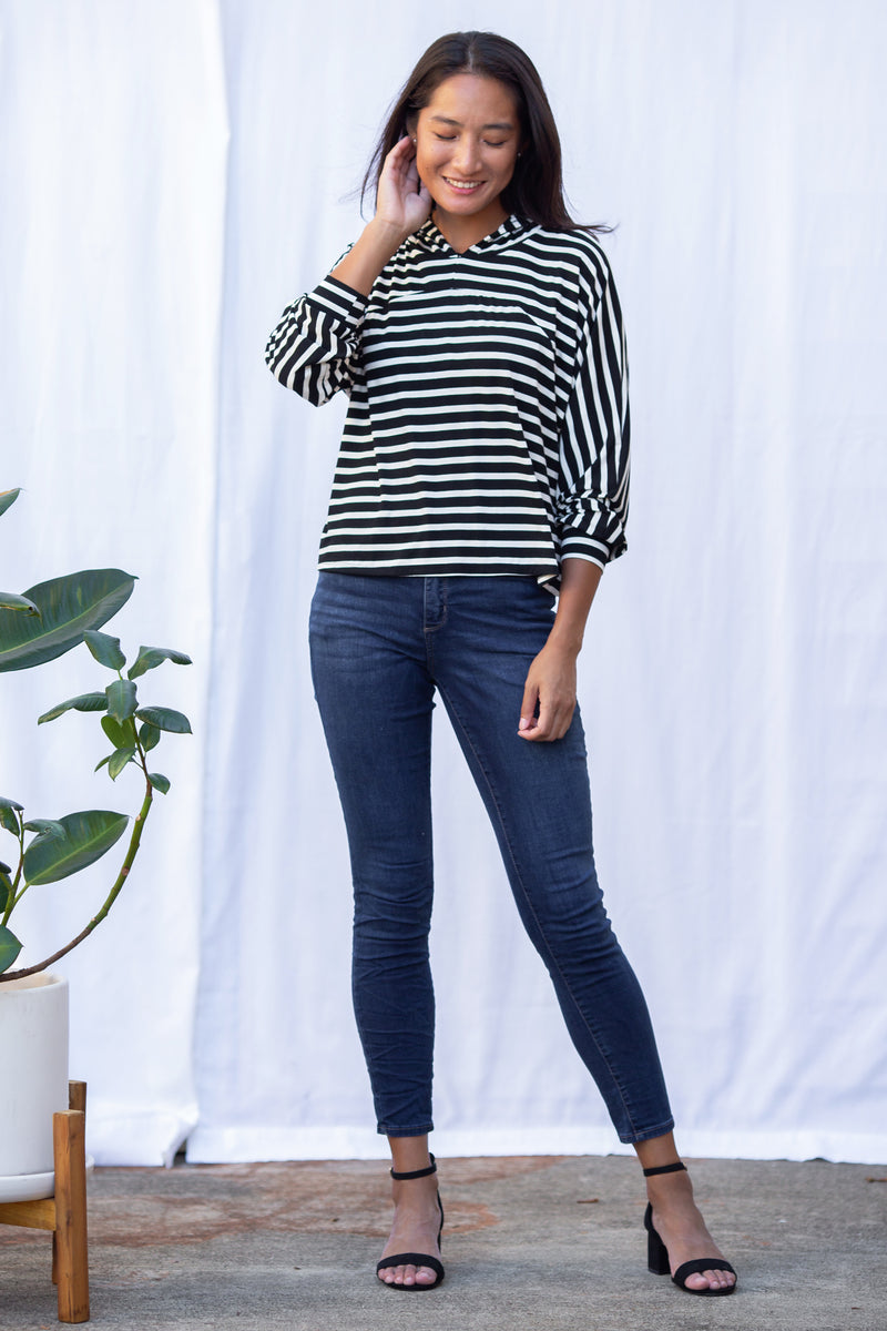 Bella Hoodie (Black Stripe)