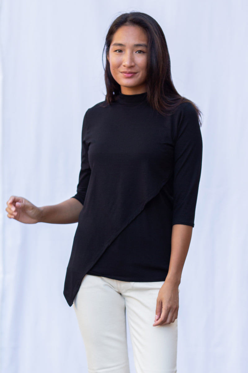 Gwen High Neck Top (Black)