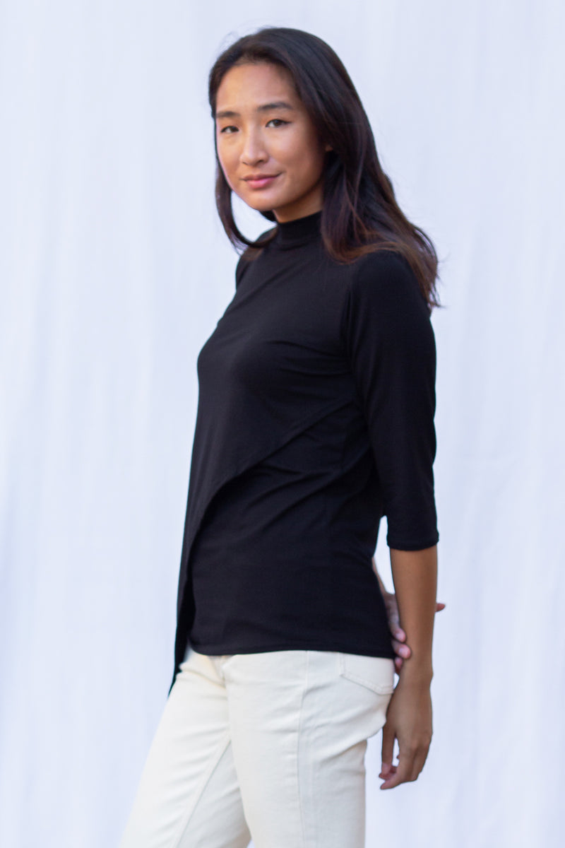 Gwen High Neck Top (Black)