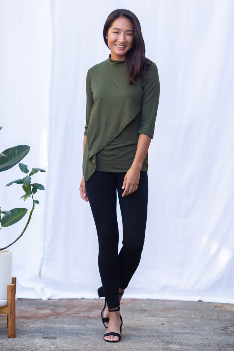 Gwen high neck top (Olive)