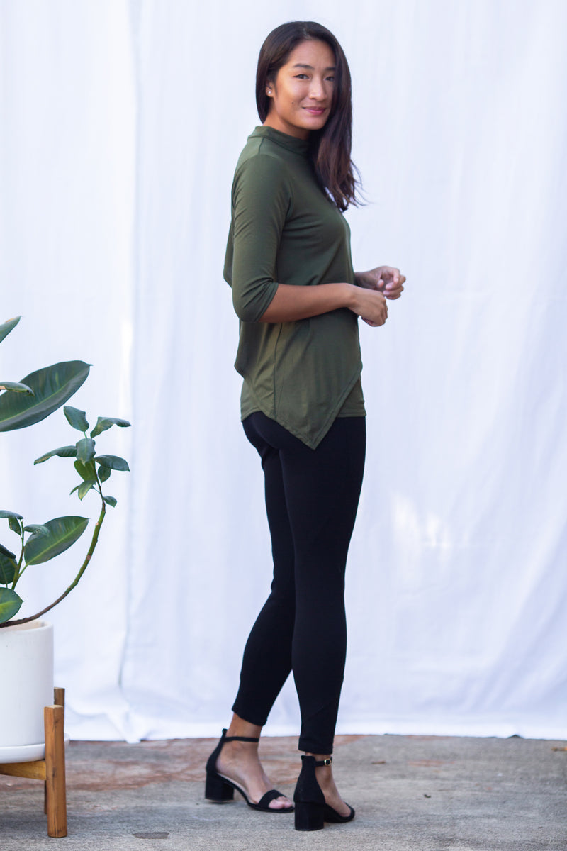 Gwen high neck top (Olive)