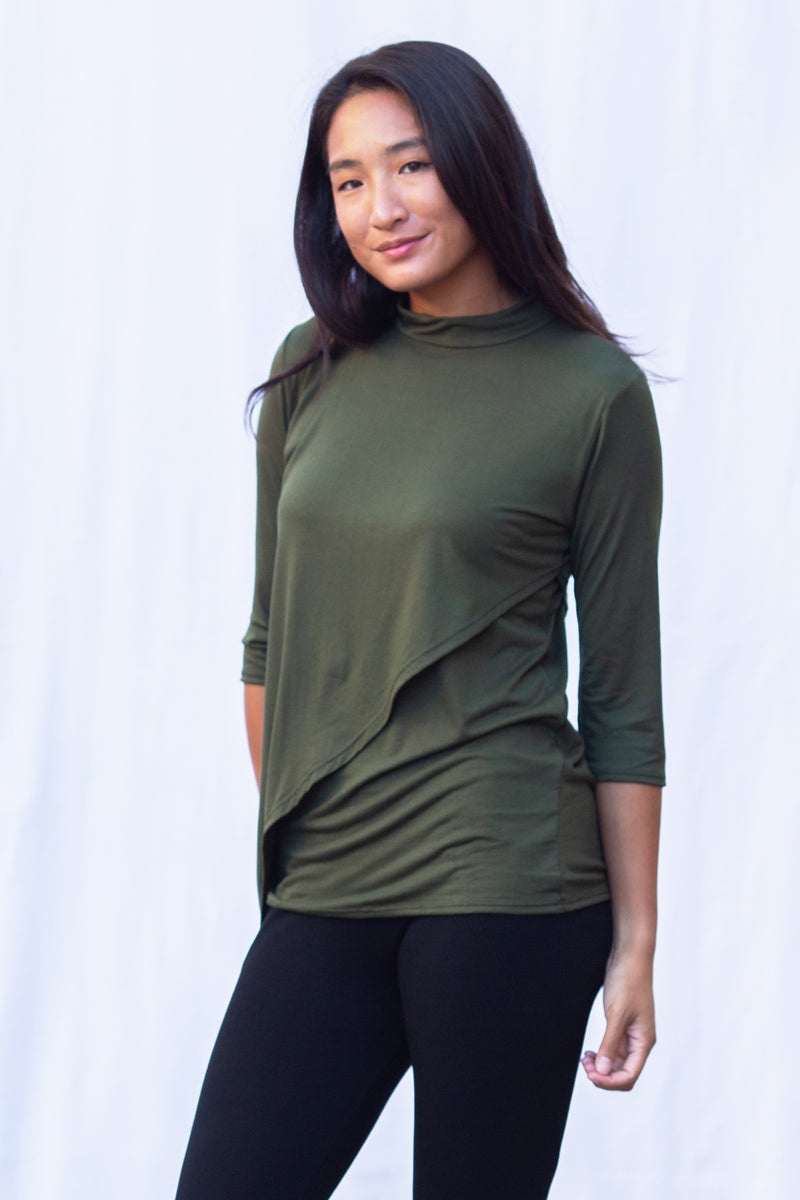 Gwen high neck top (Olive)