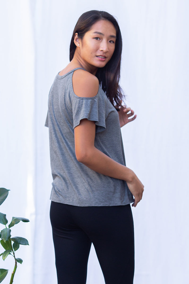 Jennifer Cold Shoulder Top (Charcoal)