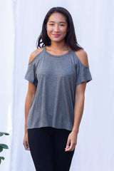 Jennifer Cold Shoulder Top (Charcoal)