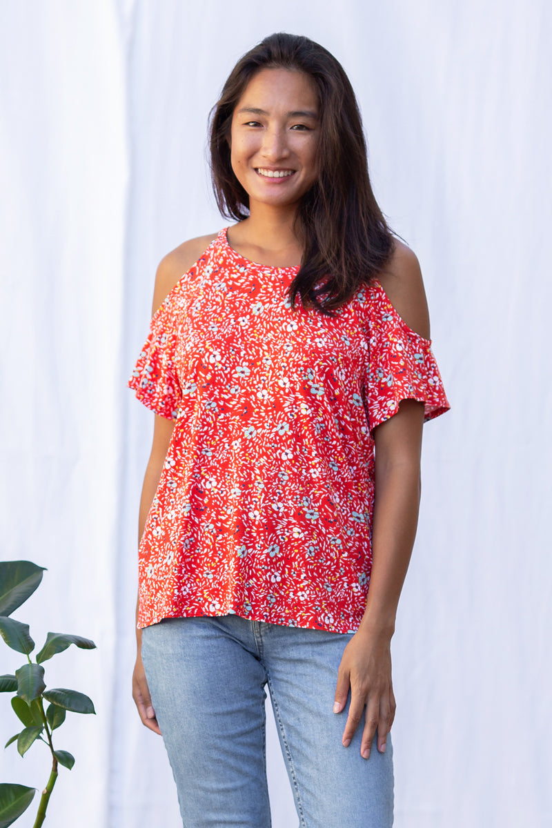 Jennifer Cold Shoulder Top (Wildflower)