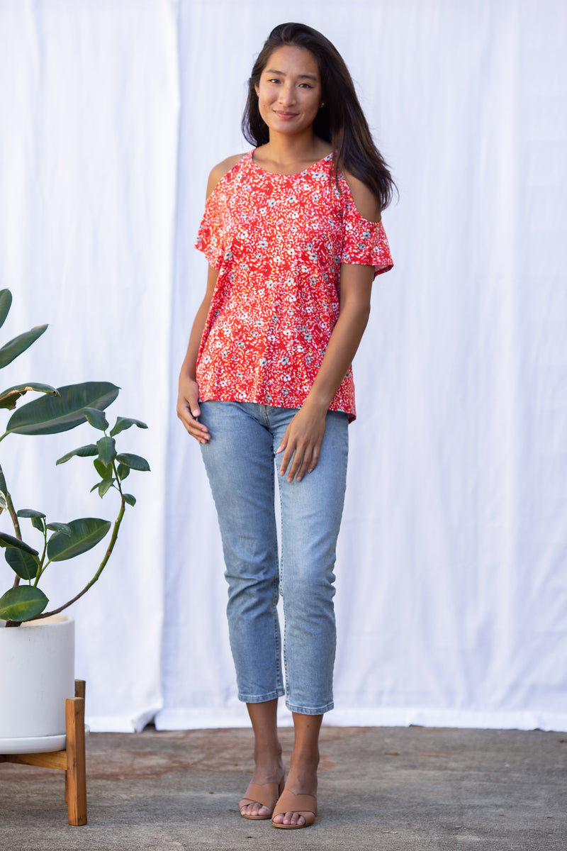 Jennifer Cold Shoulder Top (Wildflower)