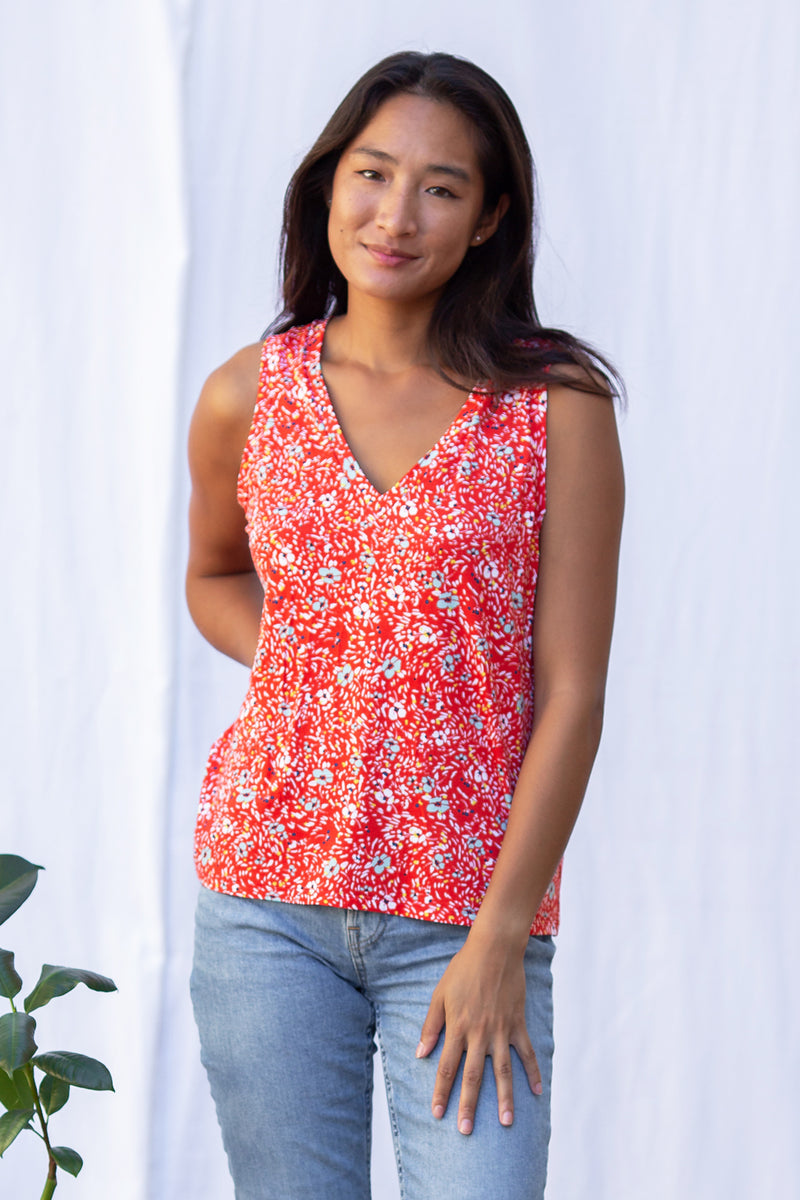 Nikki Tank Top (Wildflower Red)