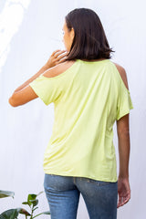 Jennifer Cold Shoulder Top (Chartreuse)