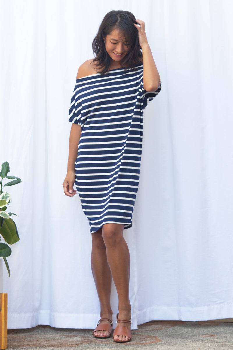 Brooke Dress (Navy Stripe)