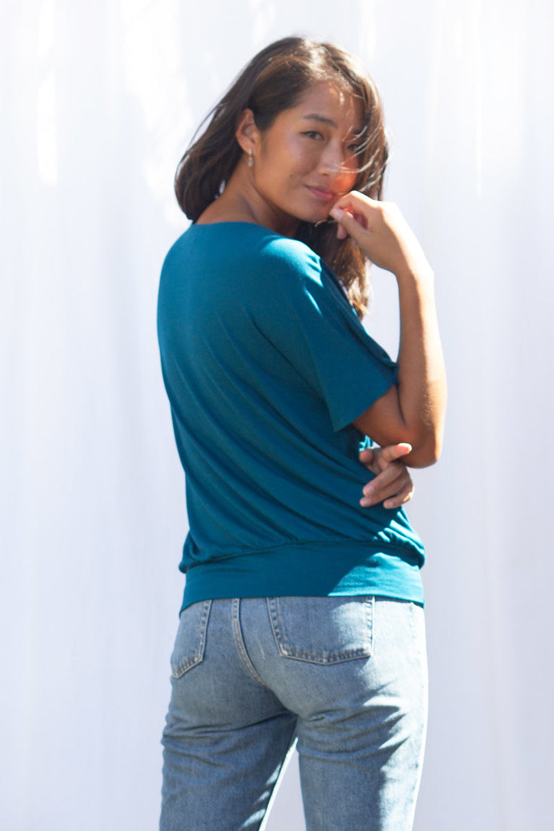 Luna Wrap Top (Ocean) - M