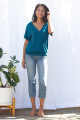 Luna Wrap Top (Ocean) - M