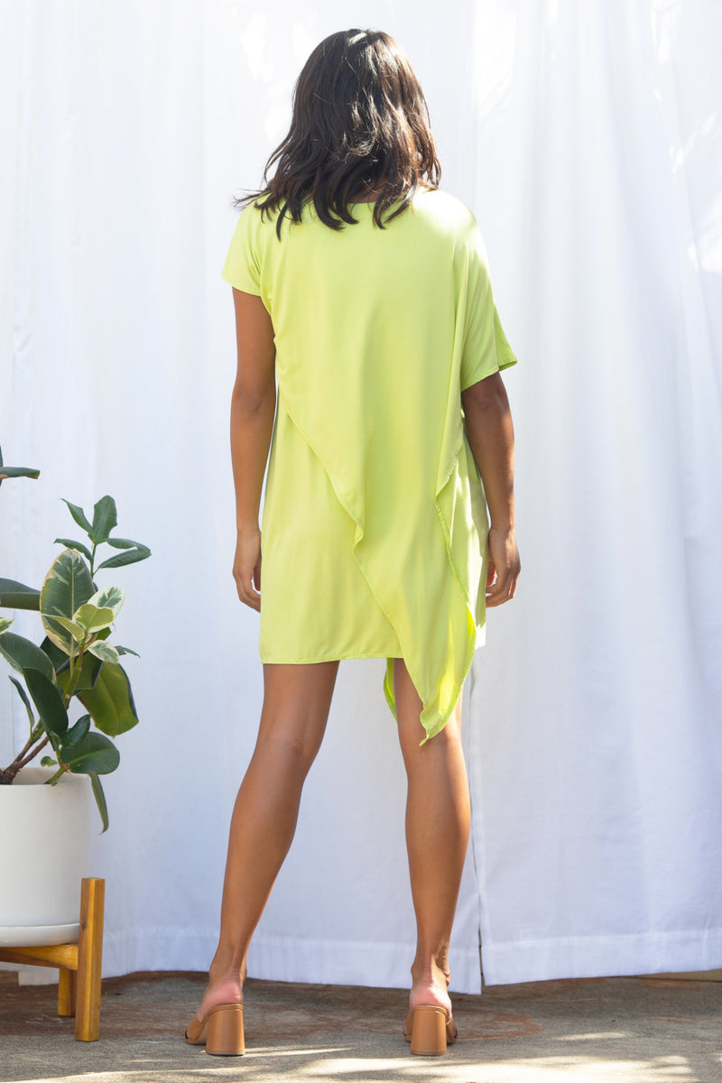 Sienna Asymmetrical Dress (Chartreuse)