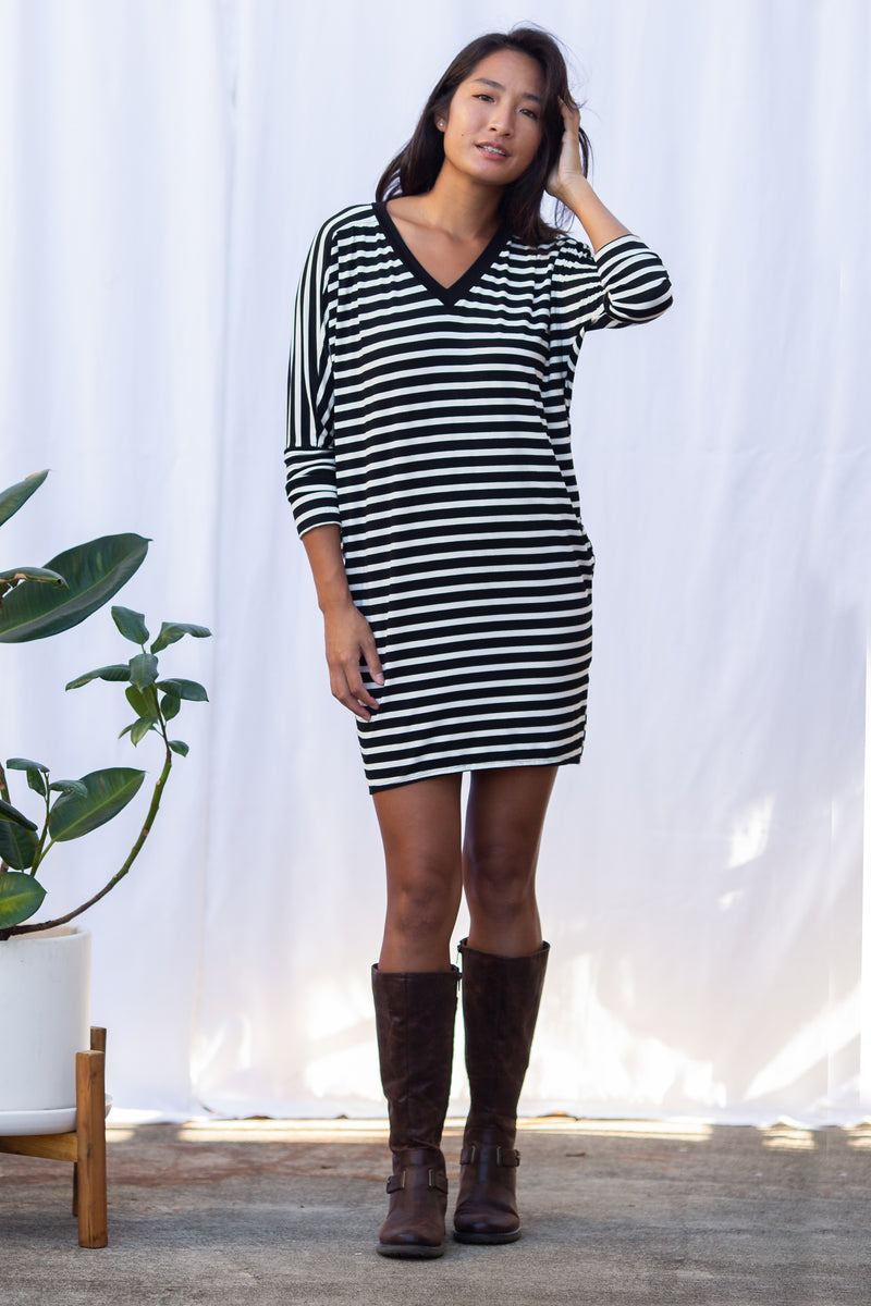 Lynette Dolman Dress (Black Stripe)