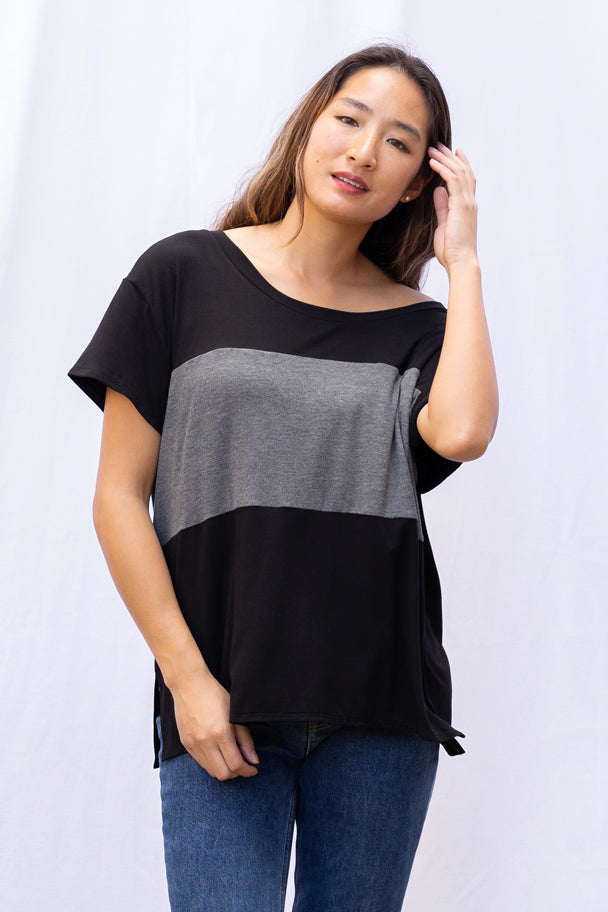 Austin Colorblock Tee (Black/Charcoal)