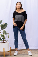 Austin Colorblock Tee (Black/Charcoal)