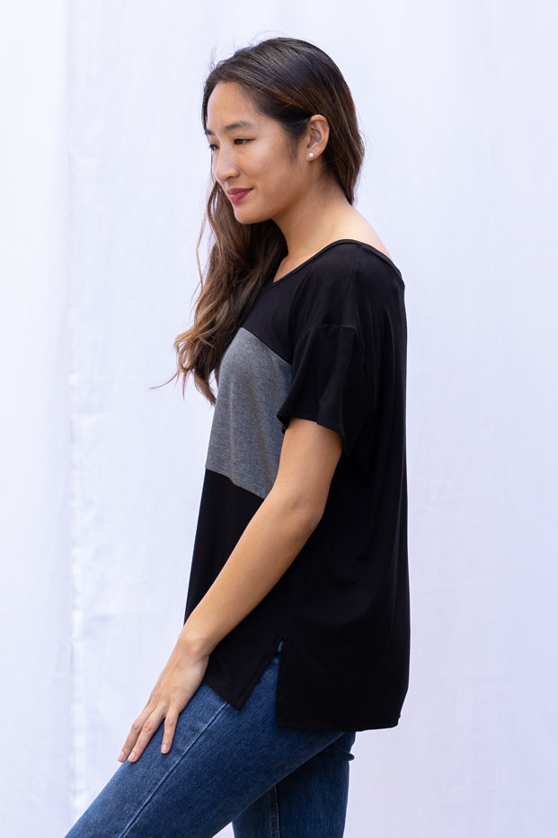 Austin Colorblock Tee (Black/Charcoal)