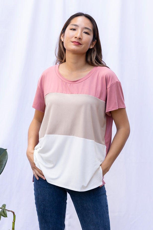 Austin Colorblock Tee (Tri-Colored Desert Rose)