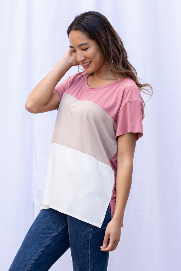 Austin Colorblock Tee (Tri-Colored Desert Rose)