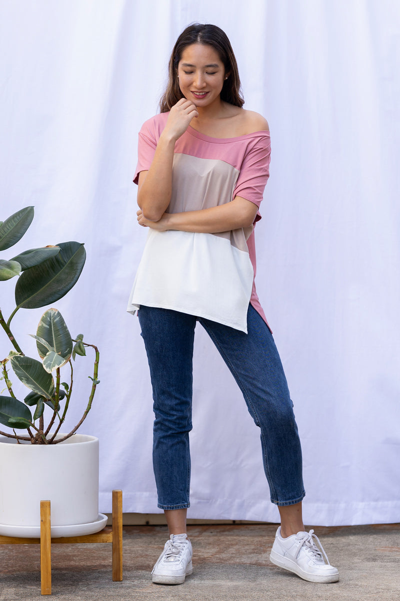 Austin Colorblock Tee (Tri-Colored Desert Rose)
