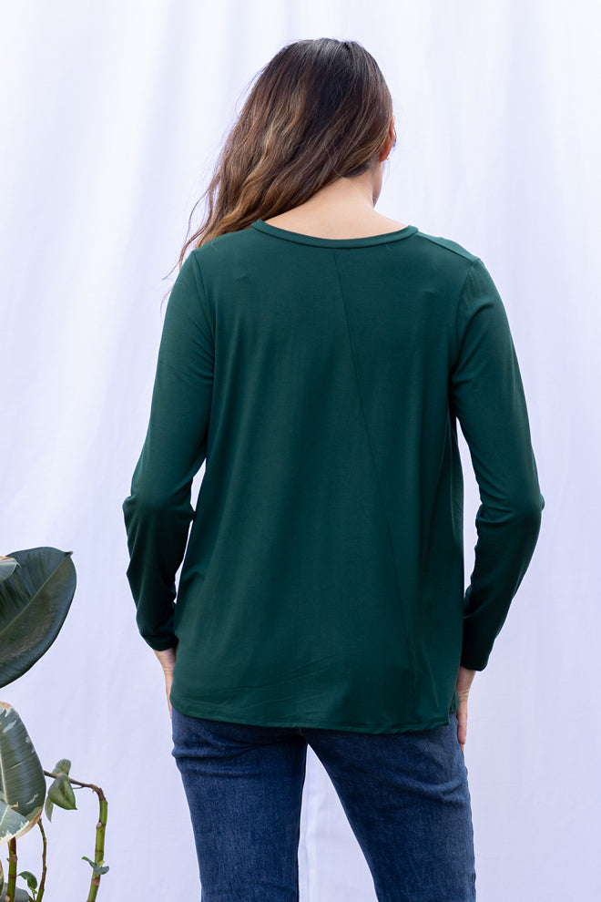 Gail L/S V-Neck Top (Pine)