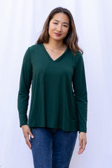 Gail L/S V-Neck Top (Pine)