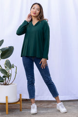 Gail L/S V-Neck Top (Pine)