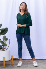 Gail L/S V-Neck Top (Pine)