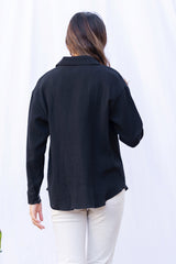 Kristin Button Down (Black Gauze)