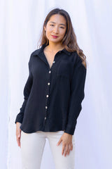 Kristin Button Down (Black Gauze)