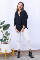 Kristin Button Down (Black Gauze)