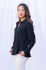 Kristin Button Down (Black Gauze)