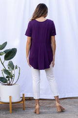 Mara Pleated Back Top (Midnight Purple)