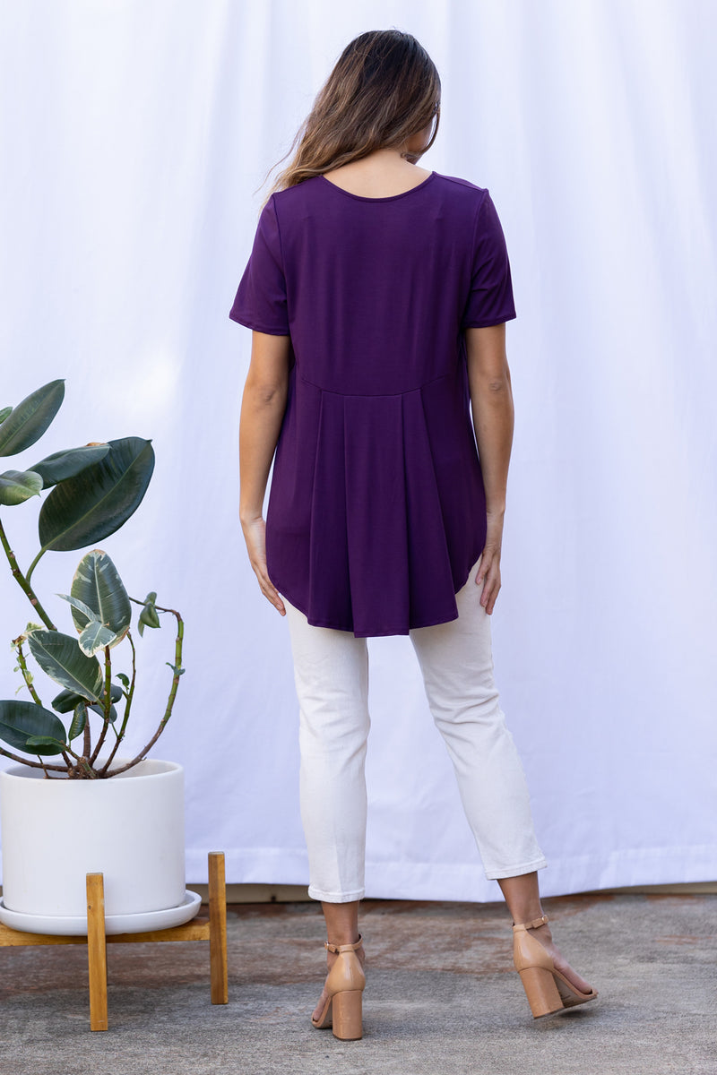Mara Pleated Back Top (Midnight Purple)