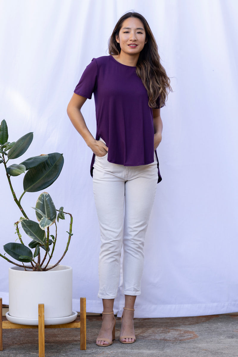 Mara Pleated Back Top (Midnight Purple)