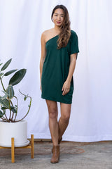 Misha One Shoulder Dress (Pine)
